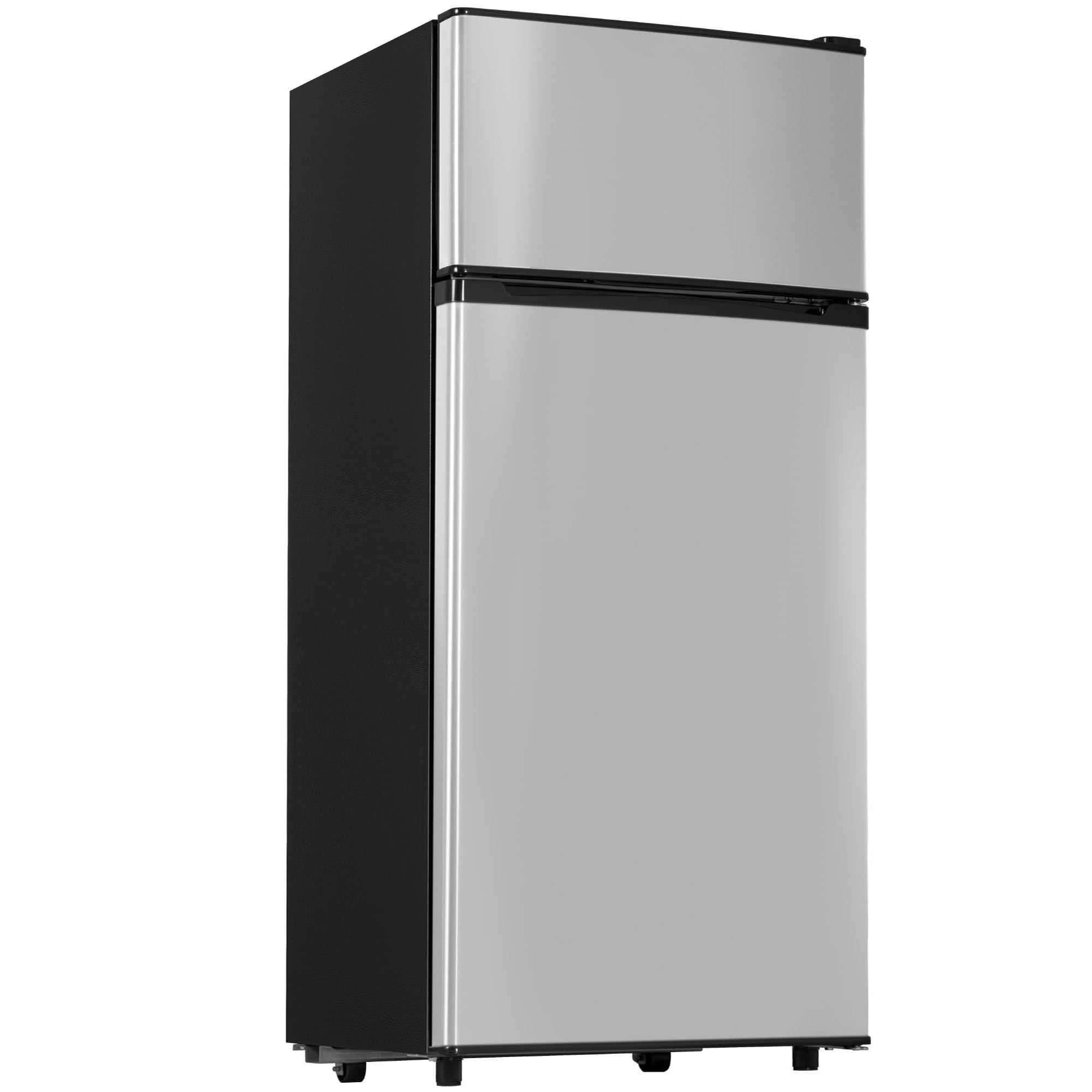 Manastin 4.5 Cu.Ft Mini Fridge with Freezer, 2-Door Small Fridge with 7-Level Thermostat & Shelves, Quiet Mini Refrigerator for Kitchen, Office & Dorm (Silver)