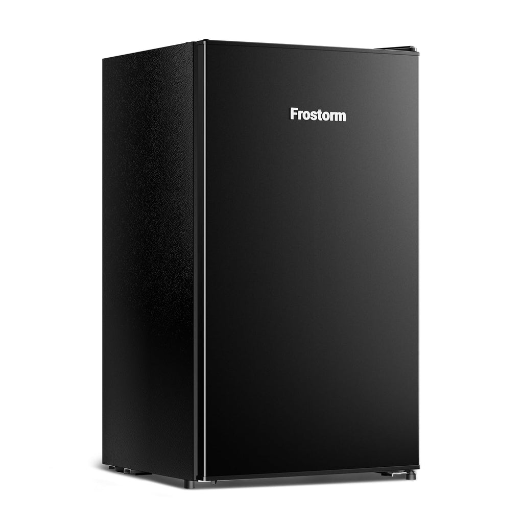Frostorm 3.2 Cu Ft Mini Fridge with Freezer - Energy Efficient, Large Capacity Single Door Upright Freezer for Bedroom, Office & Dorm | Small Fridge, Reversible Door, ETL Certified(Black)