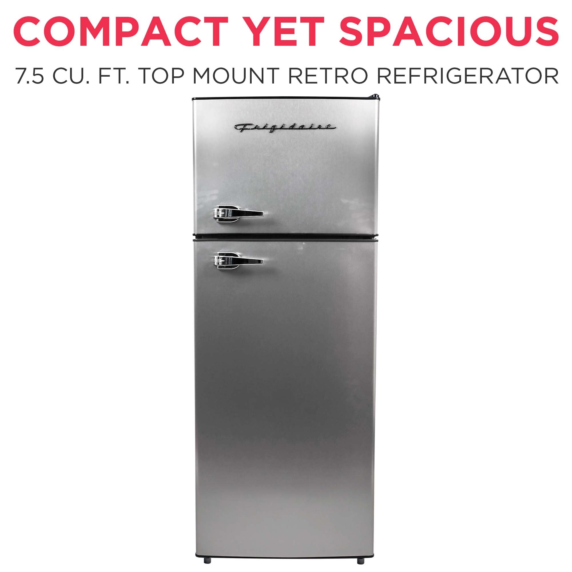 Frigidaire, 2 Door Apartment Size Refrigerator/Freezer Combo, 7.5 cu ft, Platinum Series, Stainless, 23" D x 21.5" W x 55.5" H