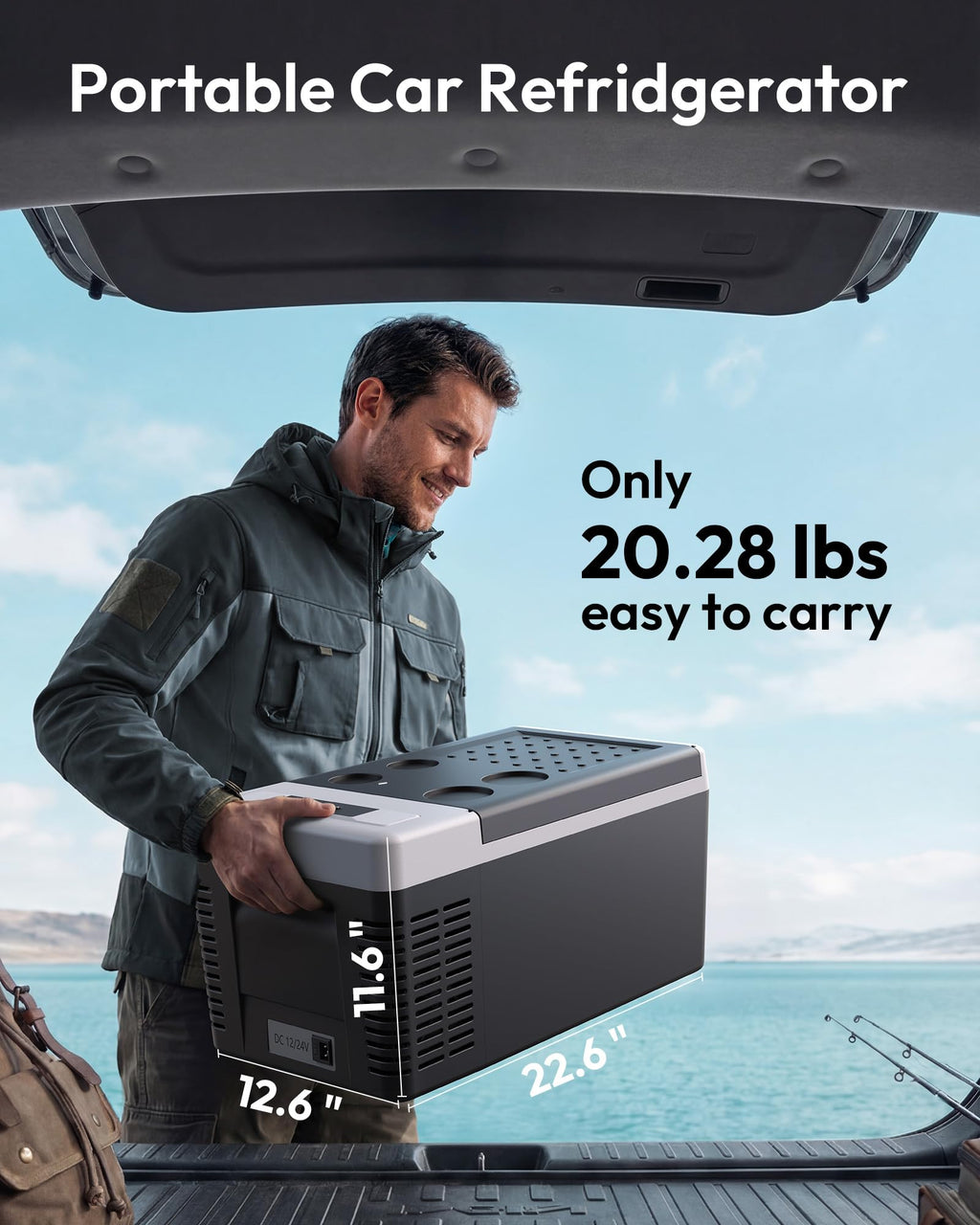 EUHOMY 12 Volt Refrigerator, 19QT(18L) Compressor Electric Cooler APP Control, Car Fridge -4℉~68℉, Portable Refrigerator 12/24V DC 100-240V AC, Portable Freezer for Camping, Travel, Boat