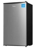 Midea MERM33S1AST Mini Fridge, 3.3 Cu.ft Compact Fridge with Internal Light, Adjustable Thermostat, Reversible Door, Low Noise for Dorm, Office, Bedroom, Stainless Steel