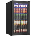 Icyglee Beverage Refrigerator Cooler, 126 Can Mini Fridge with Glass Door for Wine, Soda Beer, Beverage Cooler for Home, Bar, Office with Adjustable Removable Shelves, Black