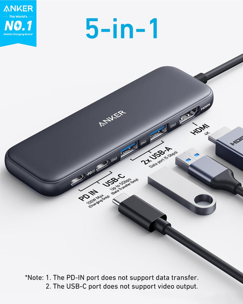 Anker USB C Hub, 5-in-1 USBC to HDMI Splitter with 4K Display