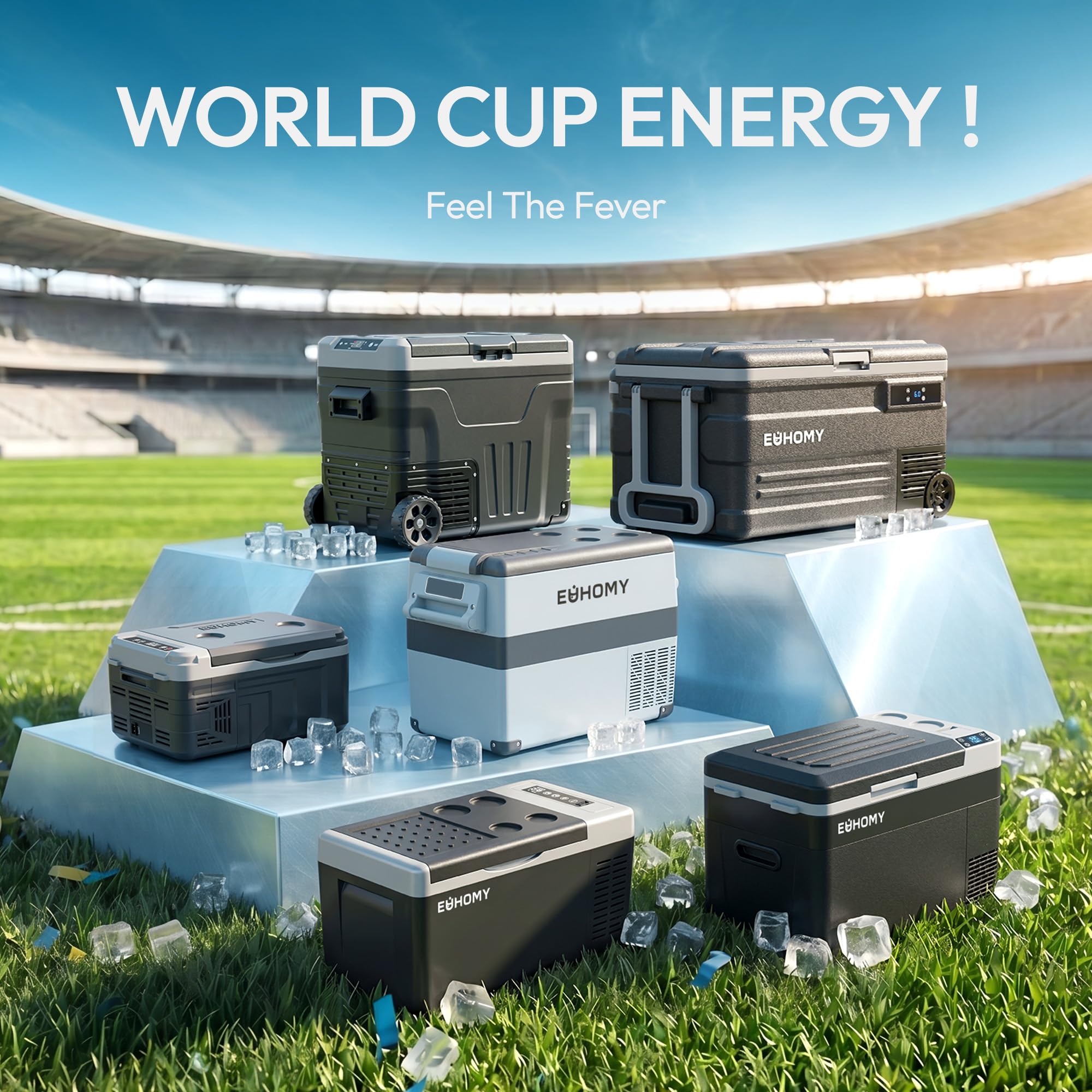 EUHOMY 12 Volt Refrigerator, 59QT(55L) Electric Cooler, 12V Fridge APP Control, 12V Cooler -4℉~68℉, Portable Freezer 12/24V DC 100-240V AC for Camping, Travel, Truck, Home
