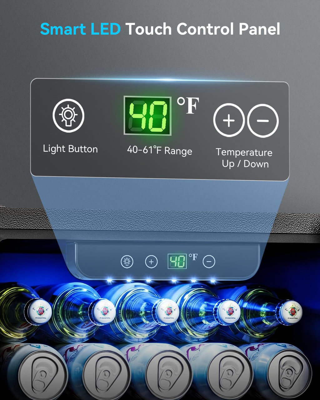 Feelfunn 50 Can Beverage Refrigerator Cooler - 1.3 Cu.Ft Mini Fridge with Glass Door, Soda Beer Drink Wine Fridge, Countertop Small Refrigerator for Bedroom Office Home Dorm Bar, Black