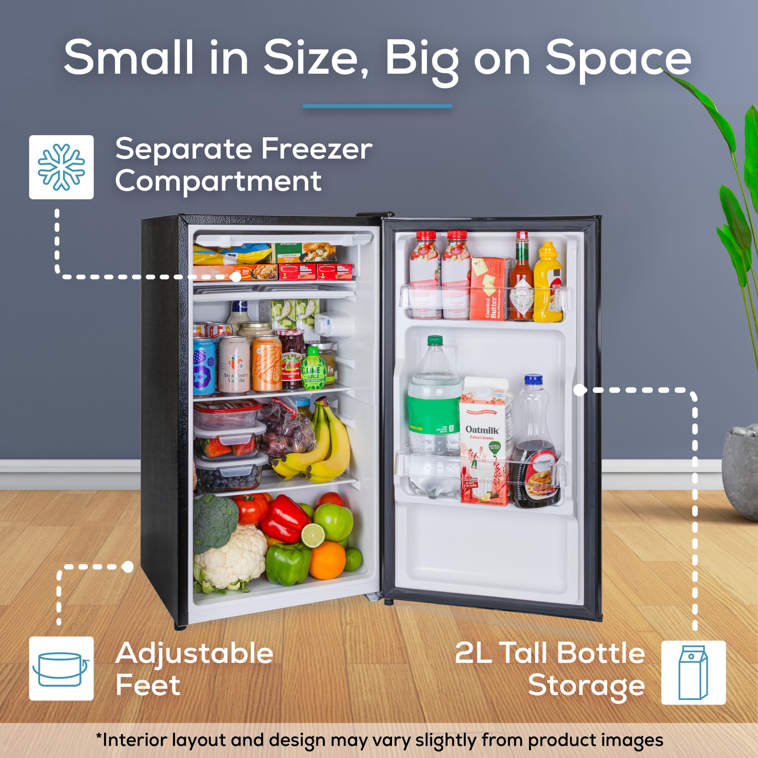 Igloo 3.2 Cu.Ft. Mini Fridge with Freezer - Single Door Compact Refrigerator with Glass Shelves for Homes, Dorms & Offices- Keep Snacks, Drinks & Frozen Foods Cool with Temperature Control Mini Fridge