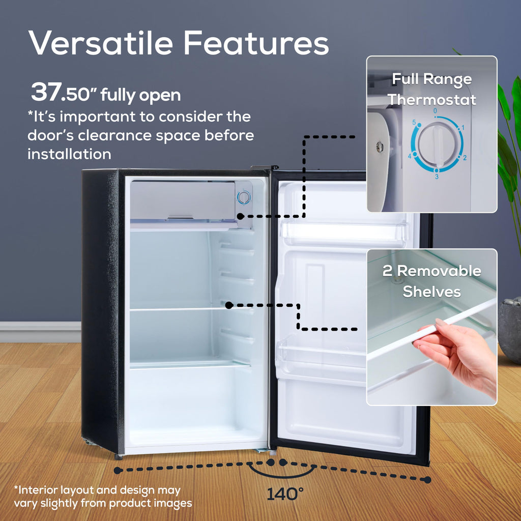 Igloo 3.2 Cu.Ft. Mini Fridge with Freezer - Single Door Compact Refrigerator with Glass Shelves for Homes, Dorms & Offices- Keep Snacks, Drinks & Frozen Foods Cool with Temperature Control Mini Fridge