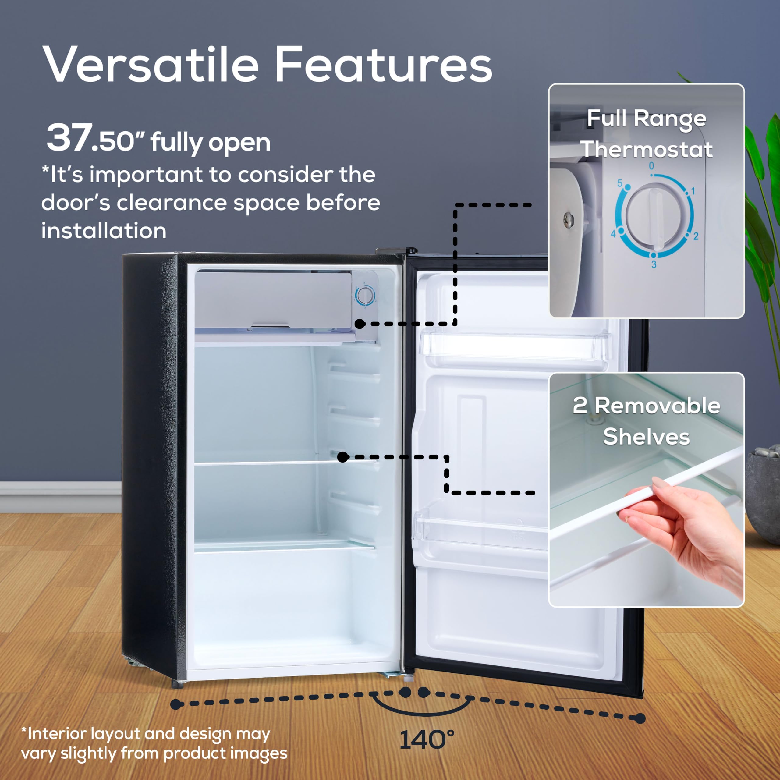 Igloo 3.2 Cu.Ft. Mini Fridge with Freezer - Single Door Compact Refrigerator with Glass Shelves for Homes, Dorms & Offices- Keep Snacks, Drinks & Frozen Foods Cool with Temperature Control Mini Fridge