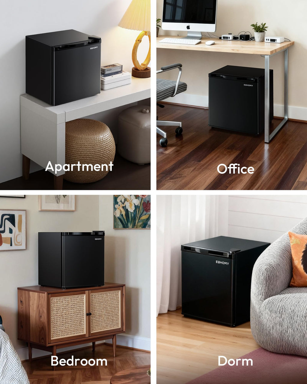 EUHOMY 1.7 Cu.Ft Mini Fridge, Reversible Single Door Compact Refrigerator, Adjustable Thermostat, Energy Saving, Mini Fridge for Bedroom, Office, Dorm, Black