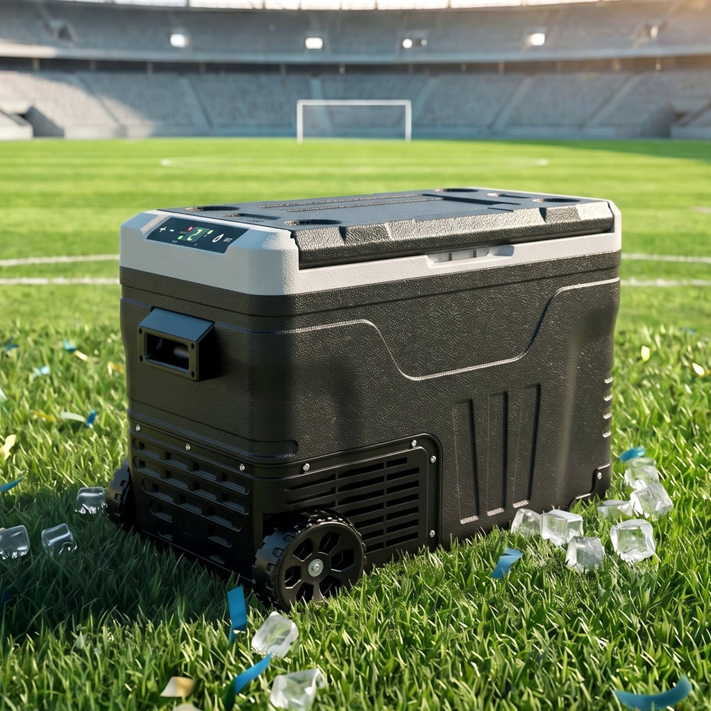 EUHOMY 12 Volt Refrigerator, 53QT(50L) Electric Cooler, Portable Freezer 12V/24V DC 100-240V AC, 12V Fridge -4℉~68℉, 12V Cooler with Wheels & 2 Baskets for Travel,Camping,Truck,Boat