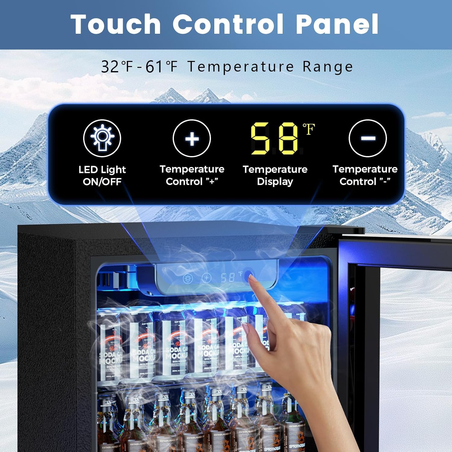 Electactic Mini Fridge 130 Can Beverage Refrigerator Cooler, 3.2 Cu.Ft Drink Fridge for Soda Wine Beer, Adjustable Temperature Control for Home Office, Black